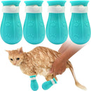 Silicone Pet Paw Protectors - 4-Piece Set Kitten Shoes, Adjustable Blue Dog & Cat Grooming Boots, Gentle Protection for Baths, Anti-Scratching, Safe & Reliable